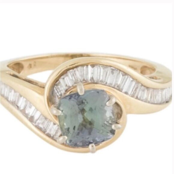 ⭐️💝Stunning💝⭐️ 14K Zoisite & Diamond Cocktail Ring Sz 6 - Picture 10 of 10